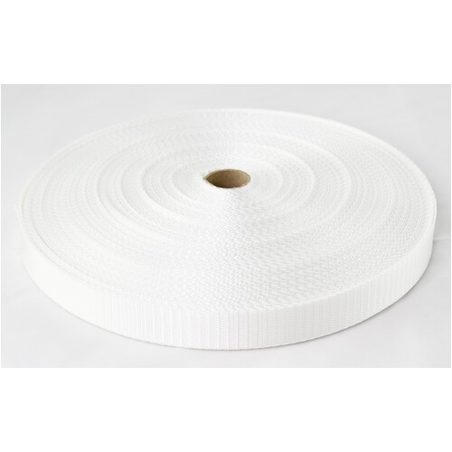 HPW Bike Helmet Webbing WHITE 25mm x 50mt