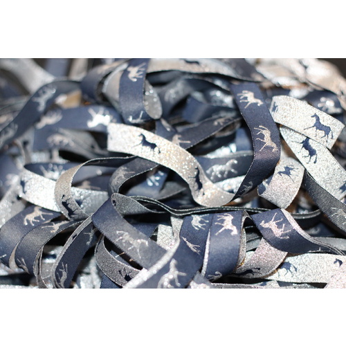 Horse Ribbon 16mm x 5 pieces x 5 yards Metallic Navy & Silver