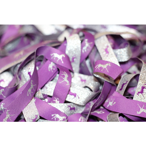 Horse Ribbon 16mm x 5 pieces x 5 yards Metallic Purple & Silver