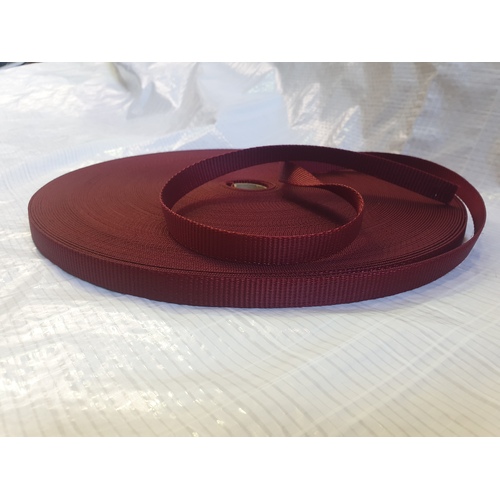 Polyester Webbing Heavy Duty Ribbed BURGUNDY 15mm x 10mt