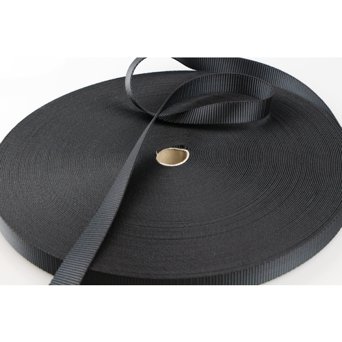 Polyester Webbing Heavy Duty Ribbed BLACK 25mm x 50mt